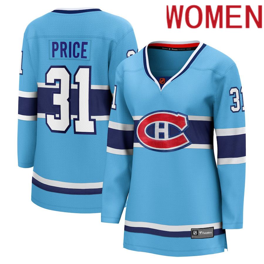 Women Montreal Canadiens #31 Carey Price Fanatics Branded Light Blue Special Edition Breakaway Player NHL Jersey